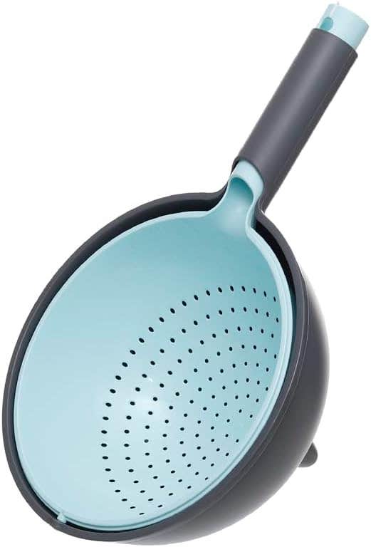 Aksa Kova Plastic Strainer - Double Layer Rotatable - Baby Blue