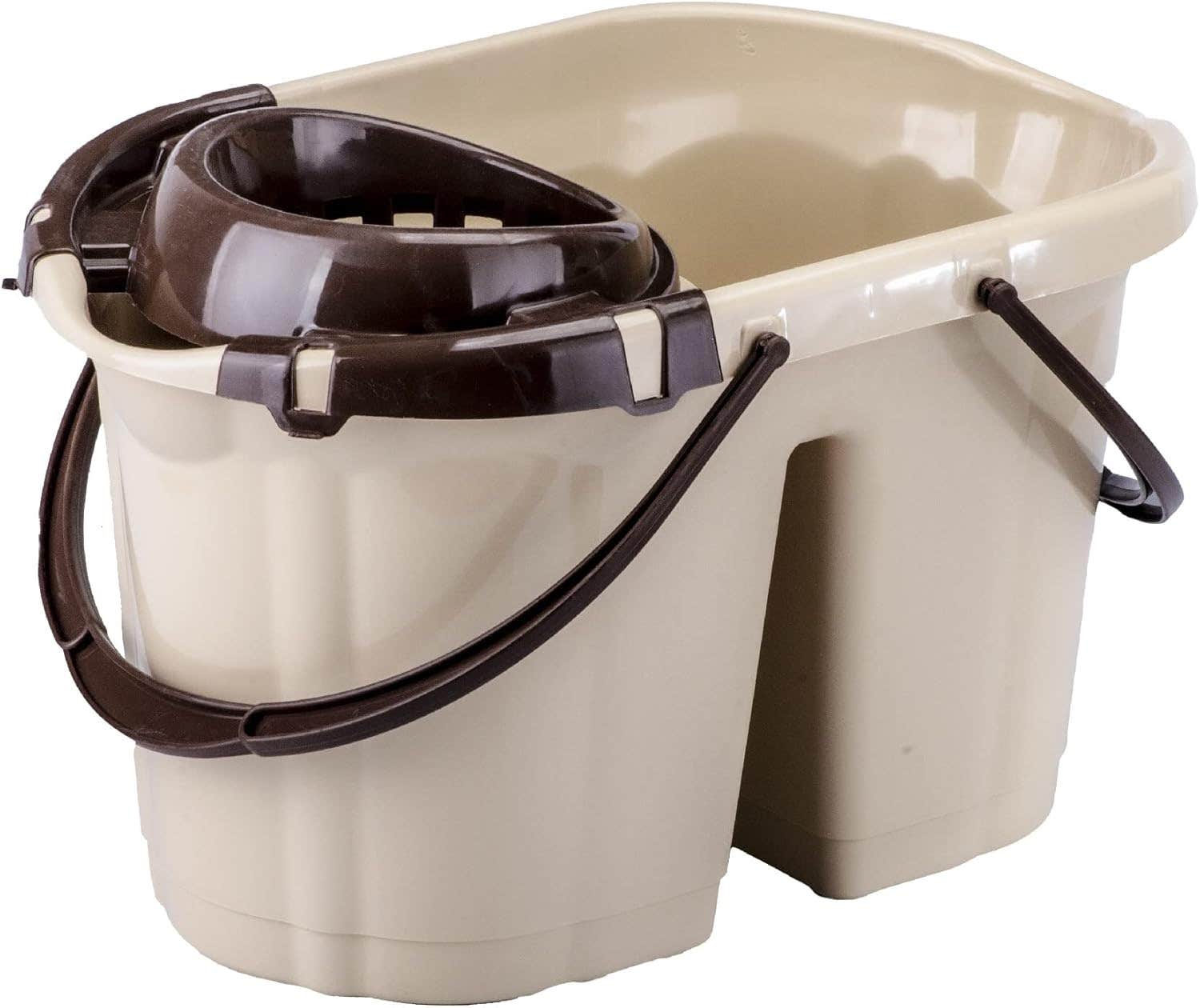 Al Watanya 15L Plastic Bucket with Strainer - Beige Brown
