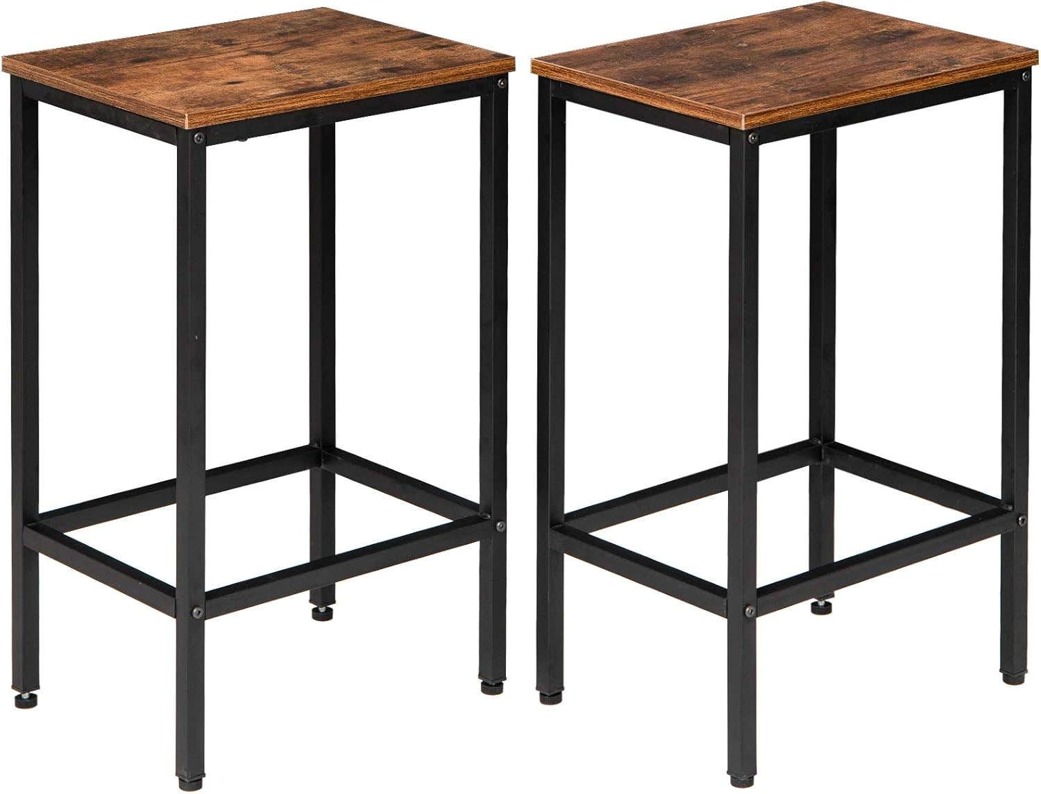 IBUYKE Bar Stool Set of 2, Tall Kitchen Counter Breakfast Bar Stools, Bar Chairs with Footrest, for Home Pub Bar Table, Living Room, Lounge, Industrial Style, Rustic Brown and Black TMJ051H