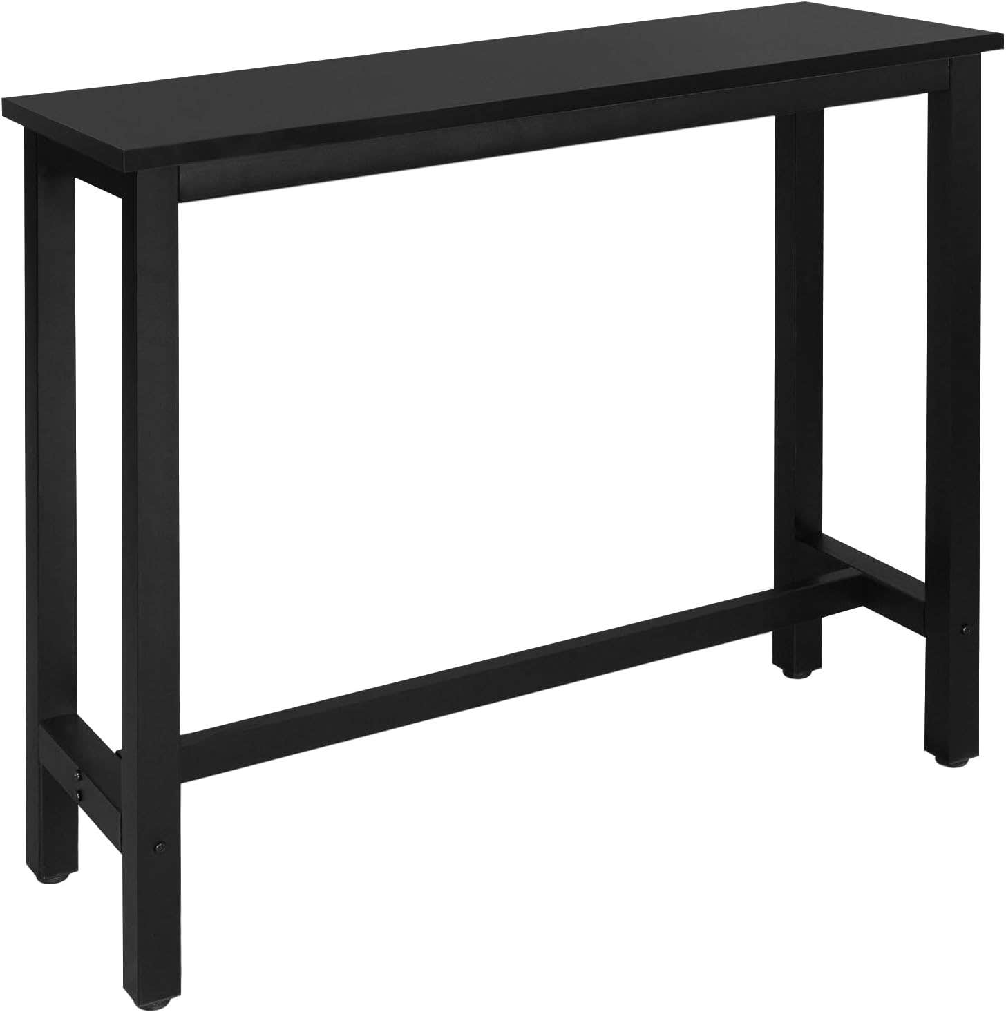 WOLTU Kitchen Bar Table Counter Breakfast Dining Table Black Coffee Table Metal Legs with Footrest for Kitchen Dining Room Conservatory Patio