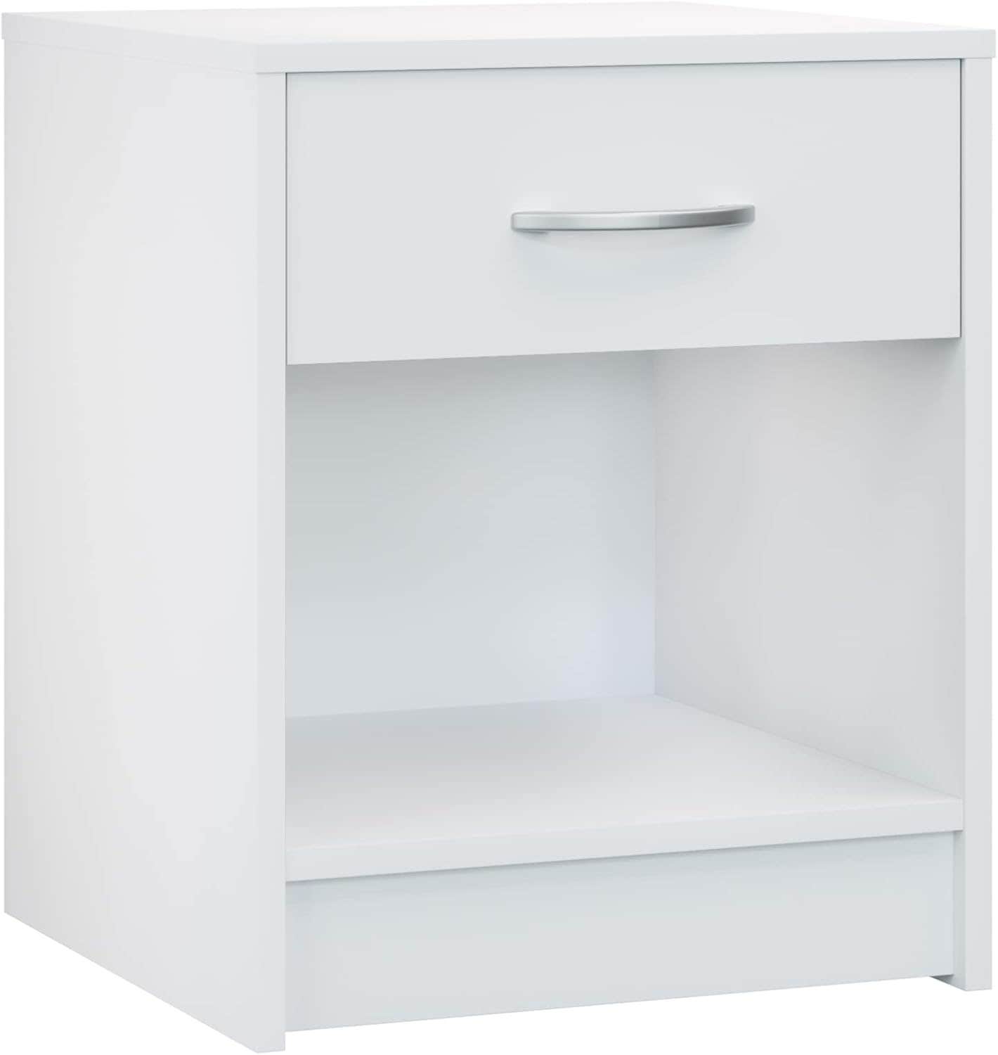 Casaria Deuba Bedside Table 50 x 40 x 35 cm Drawer Shelf Open Simple Box Spring Bed Bedroom Bedside Cabinet White