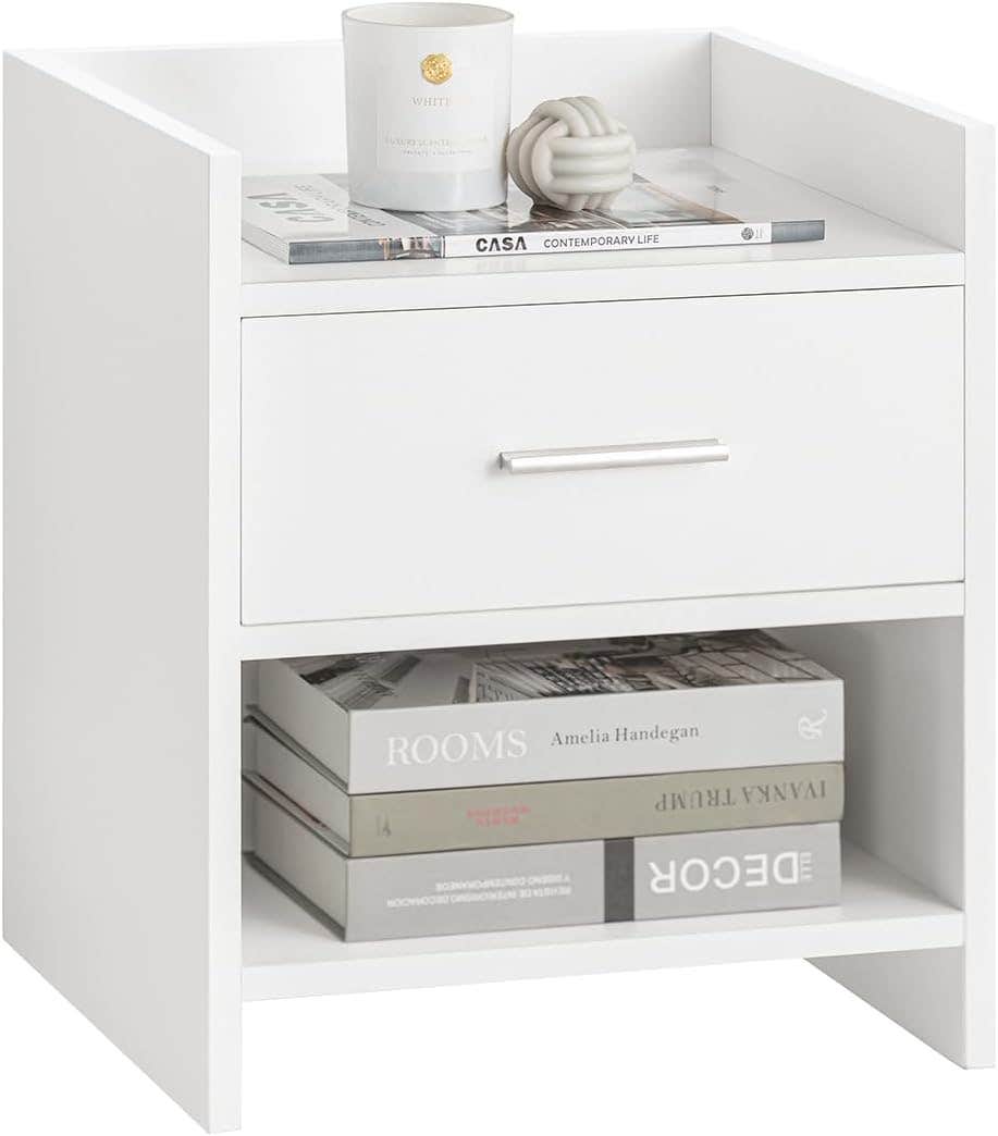 SoBuy® FBT66-W Bedside Table with 1 Drawer and 1 Niche (White)