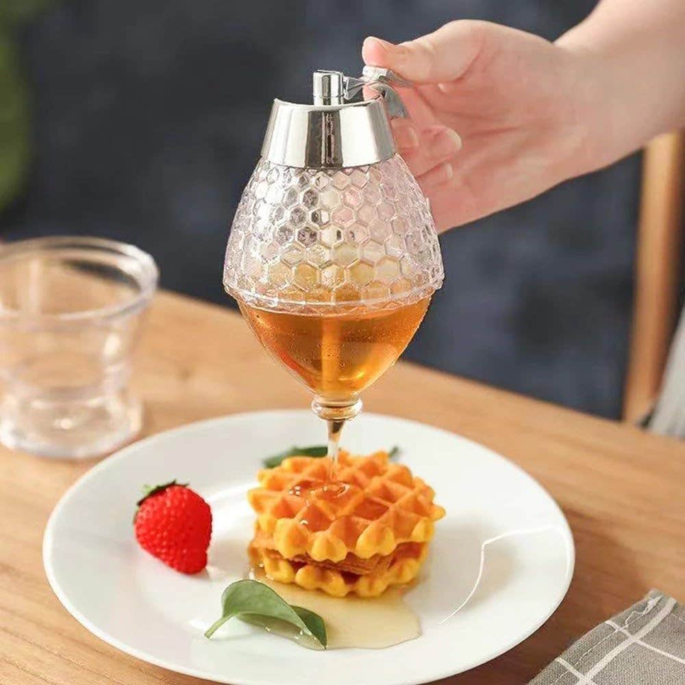 Acrylic Honey Dispenser Jar - Squeeze Bottle for Syrup & Juice