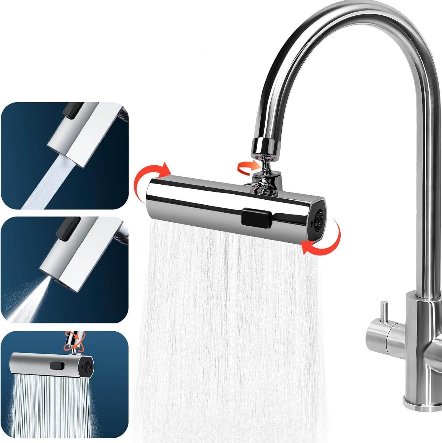 ASNUHIO 360° Rotating Faucet Extender Aerator - Waterfall Kitchen Faucet