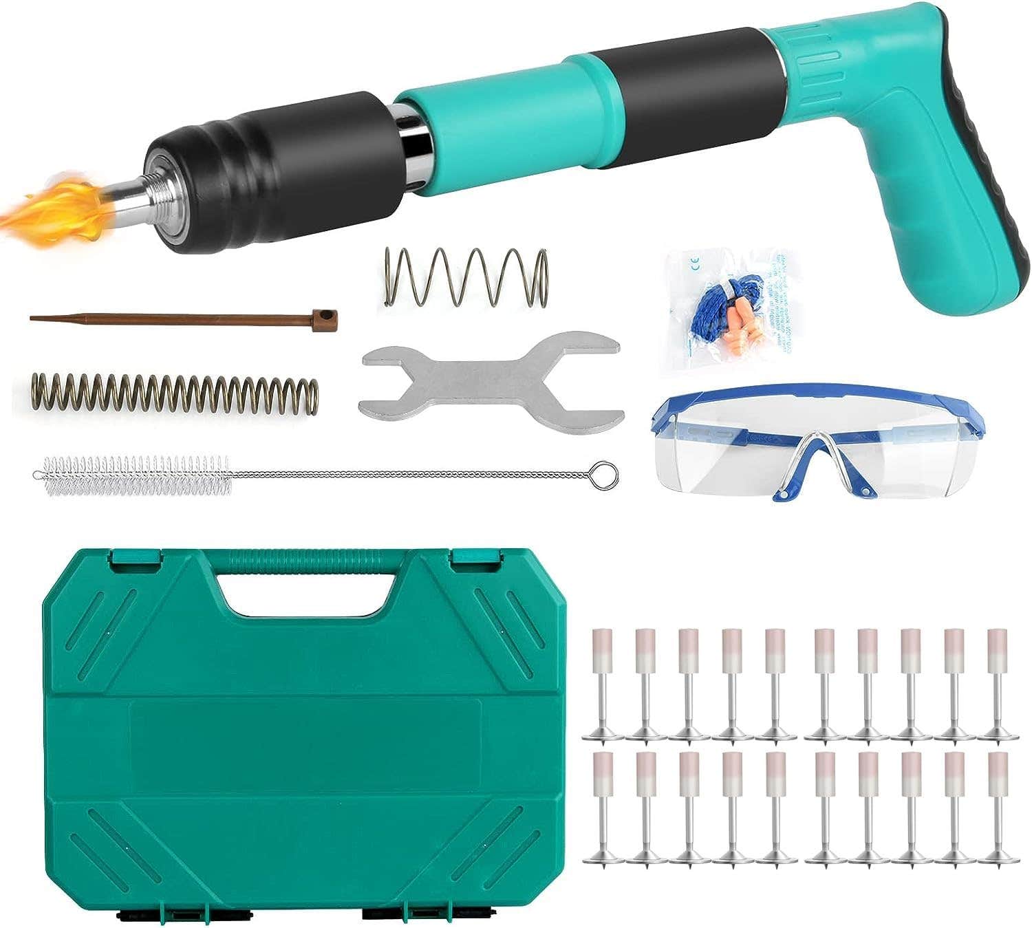ZHFEIIRU Manual Nail Gun with 20 Round Nails - Green Alloy Steel Hand Tool