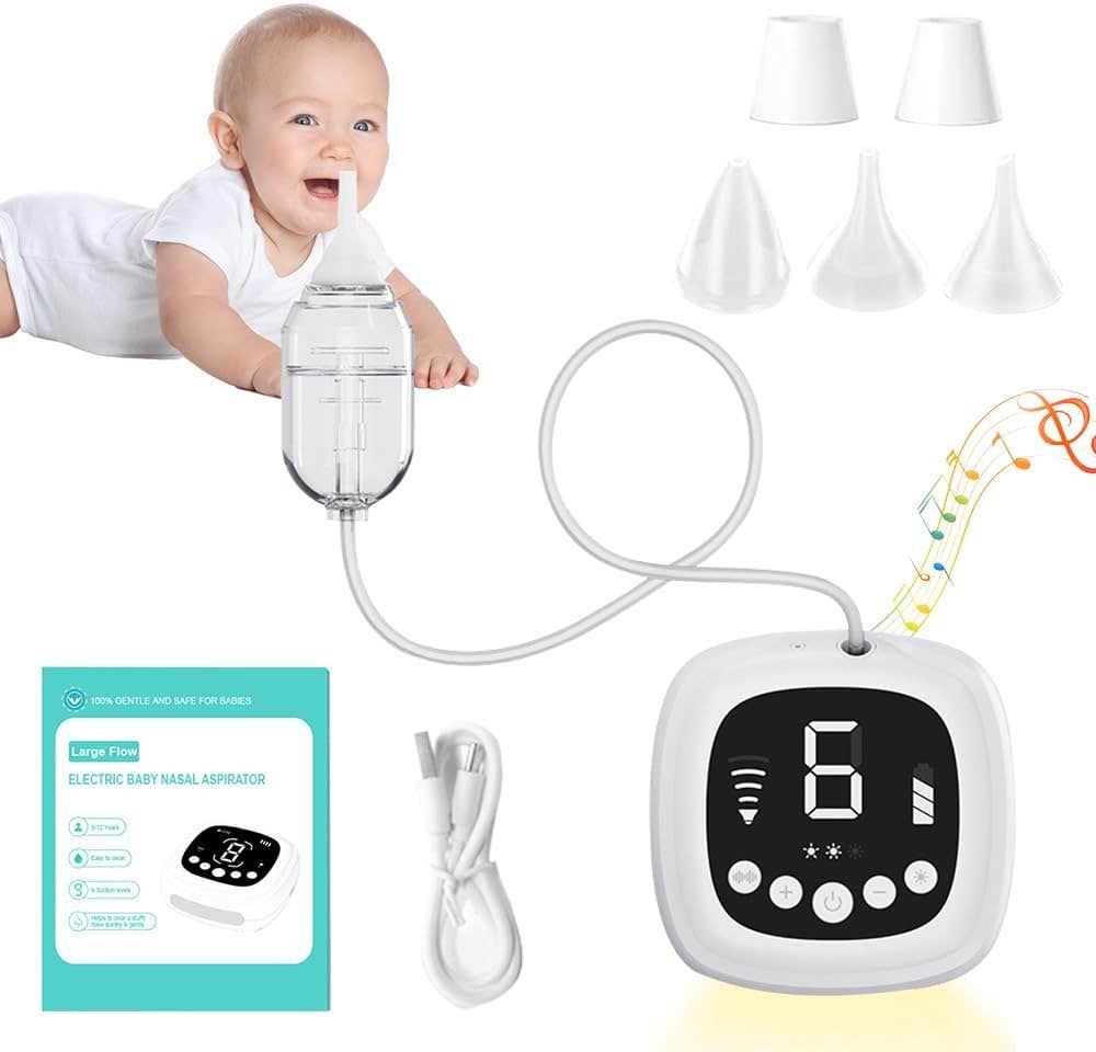 XEERUN Electric Baby Nasal Aspirator - 9 Levels Suction, Rechargeable, 5 Silicone Tips