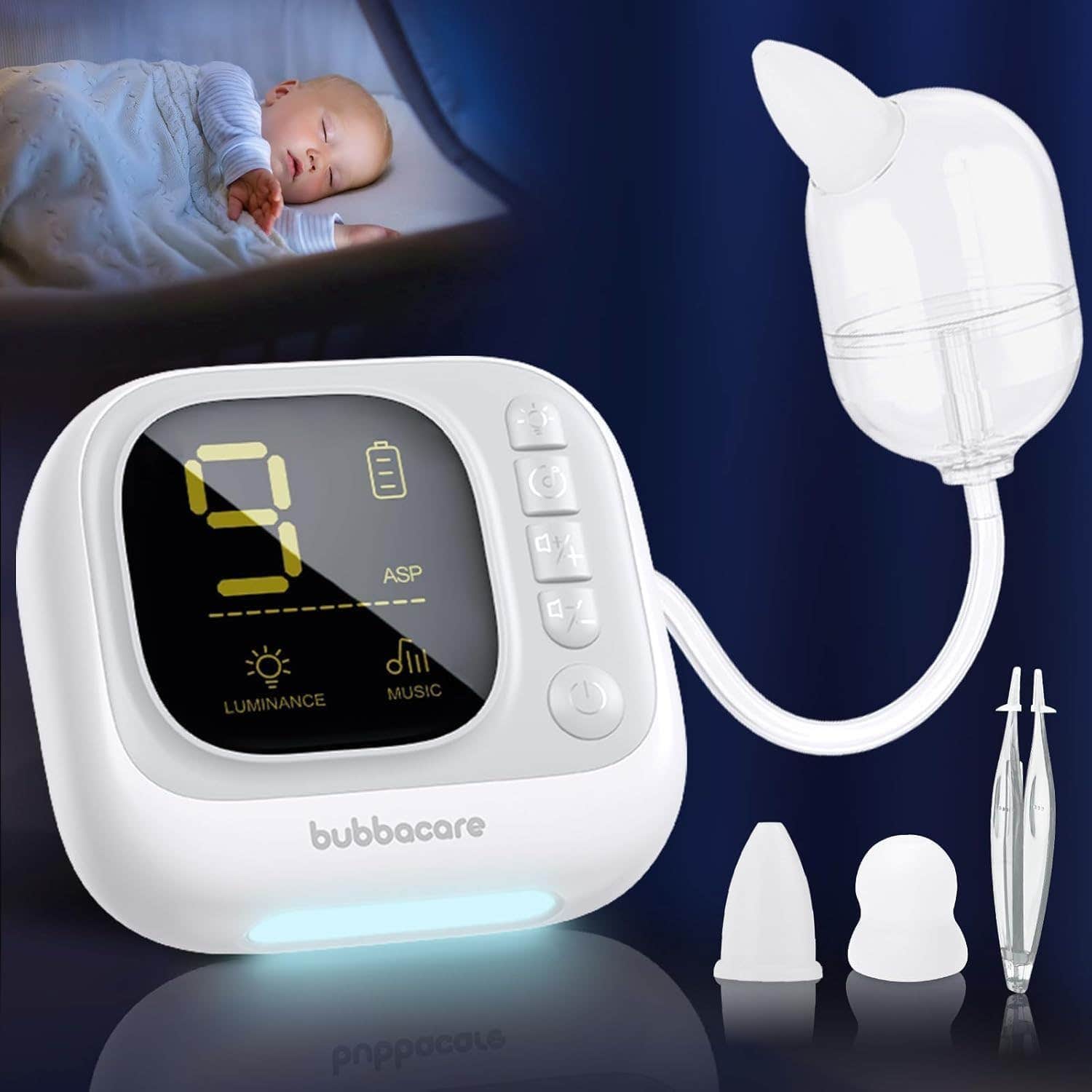 Bubbacare Electric Baby Nasal Aspirator - 9 Suction Levels, Rechargeable