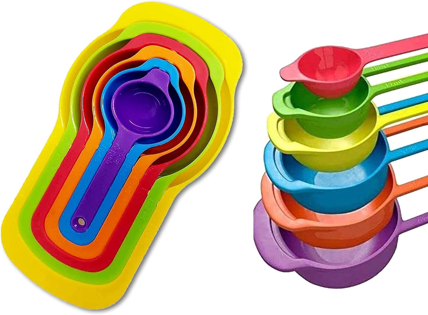 Milosc 6pcs Multicolour Plastic Measuring Spoon Set - Kitchen Tool for Cooking & Baking