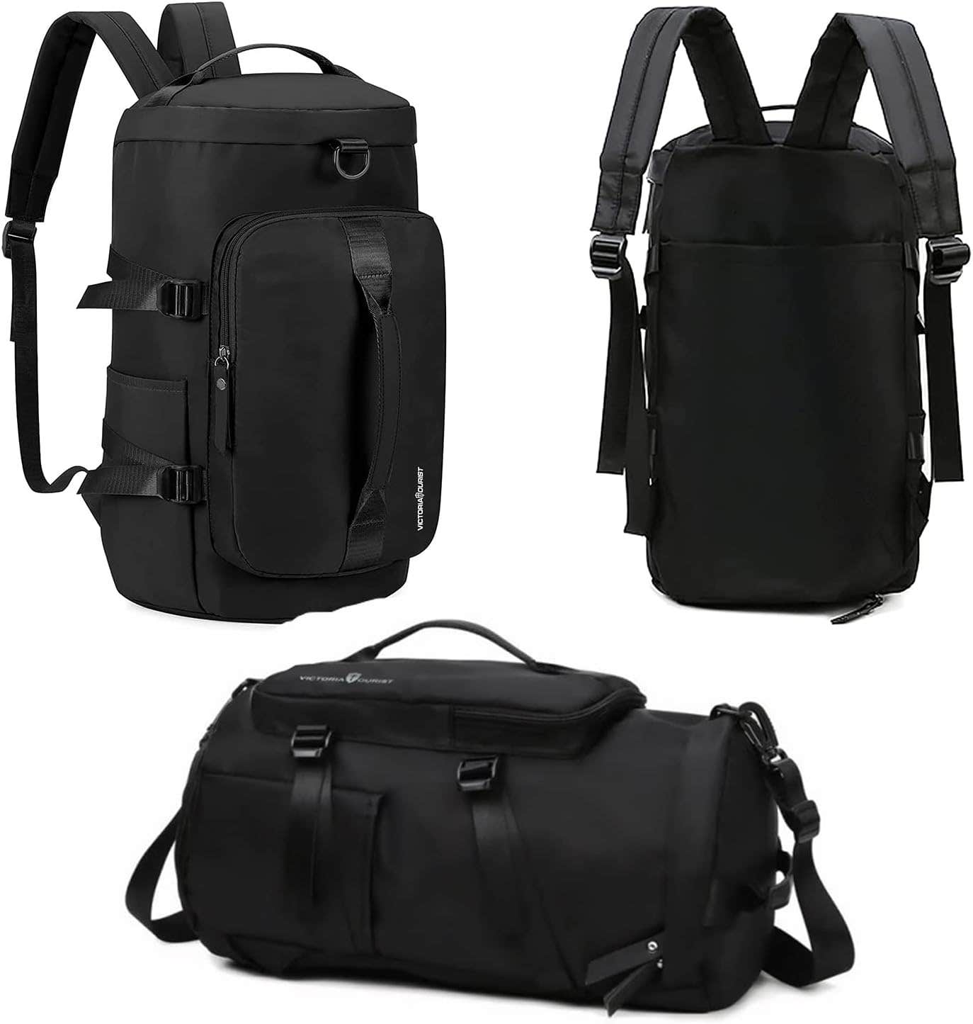 Victoriatourist Gym Bag Backpack with Shoe Compartment - Black