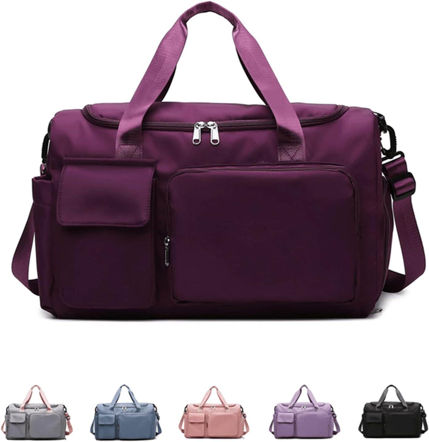 YUEHAPPY Large Capacity Waterproof Sports Bag with Shoe Compartment in Wine Red