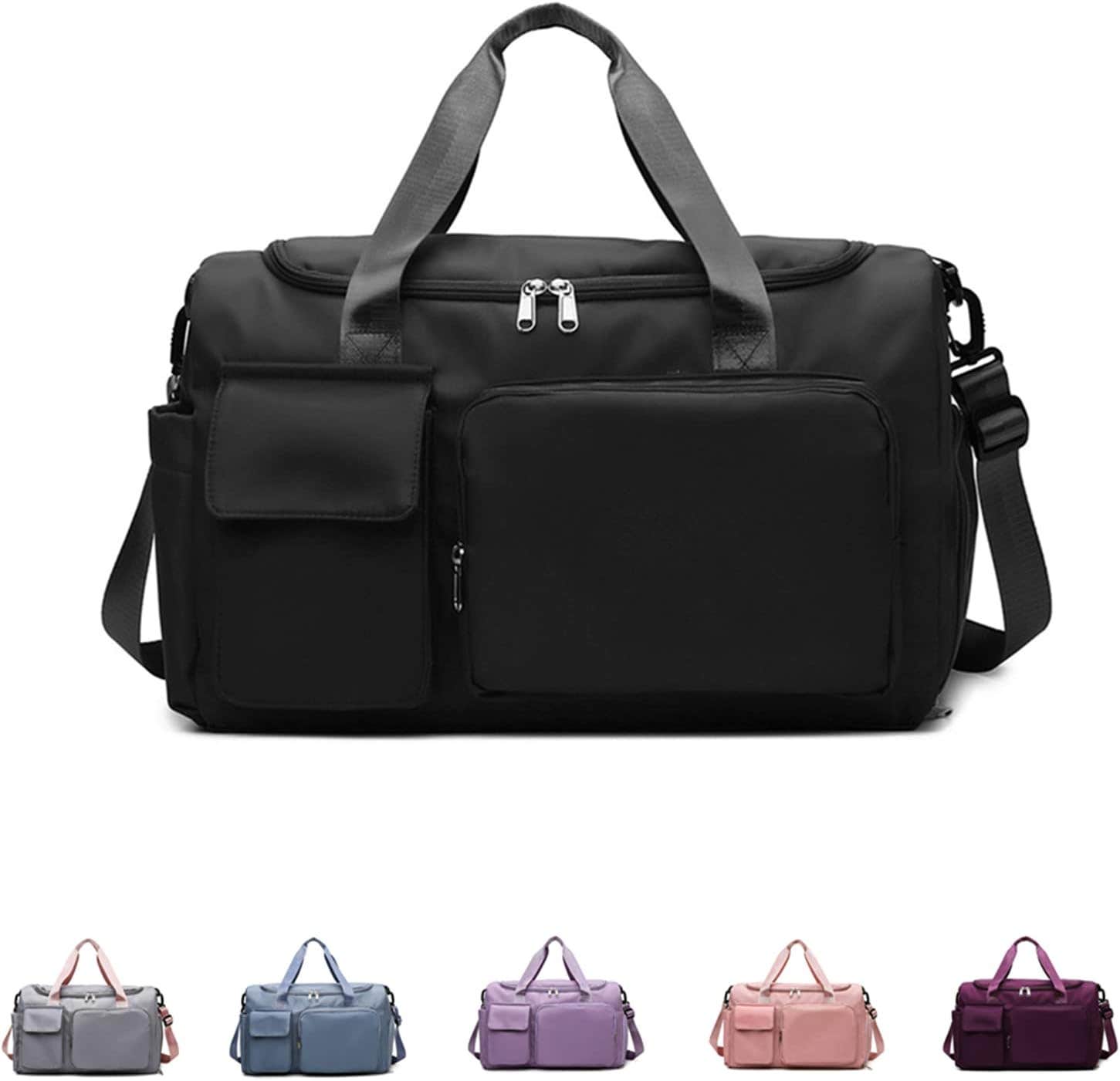 YUEHAPPY Large Capacity Waterproof Gym Bag with Shoe Compartment - Black