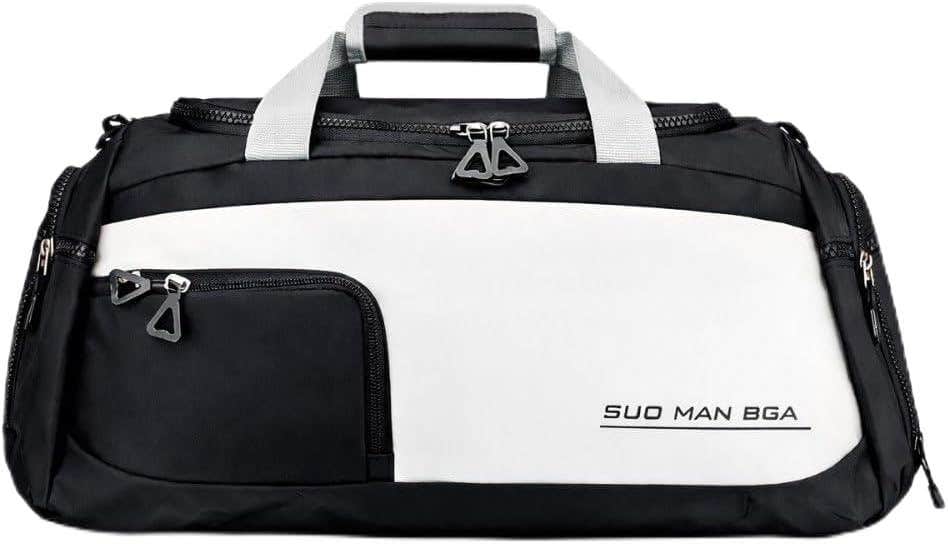 Multifunctional Gym Bag for Men and Women | 35L Capacity | Black/White | Adjustable Shoulder Strap