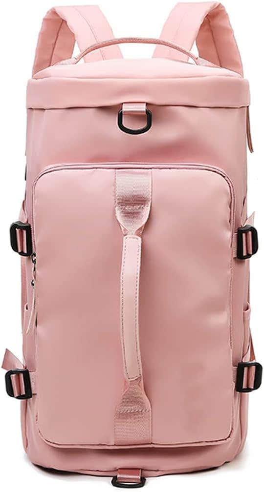 Manfnee Women's Pink Sport Duffel Backpack Gym Bag with Shoes Compartment