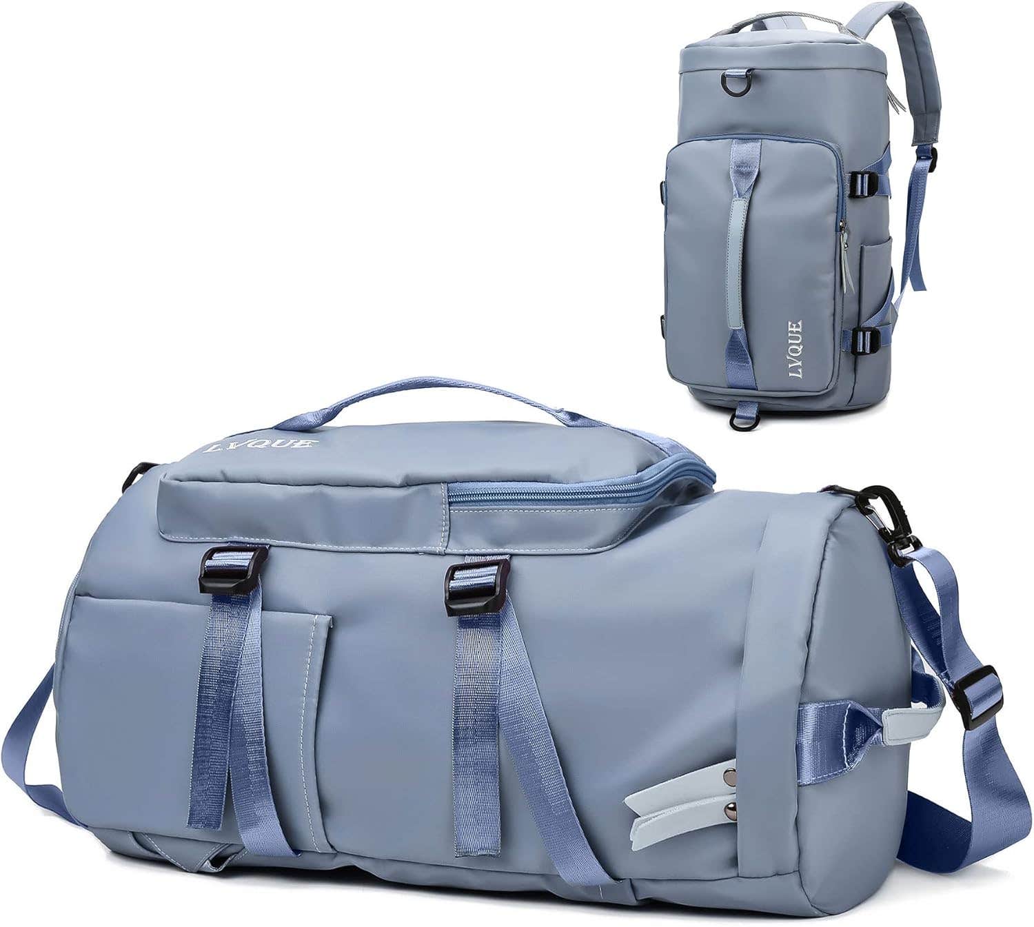 Mexllex Large Blue Sports Duffel Bag with Shoe & Wet Compartment, 35L