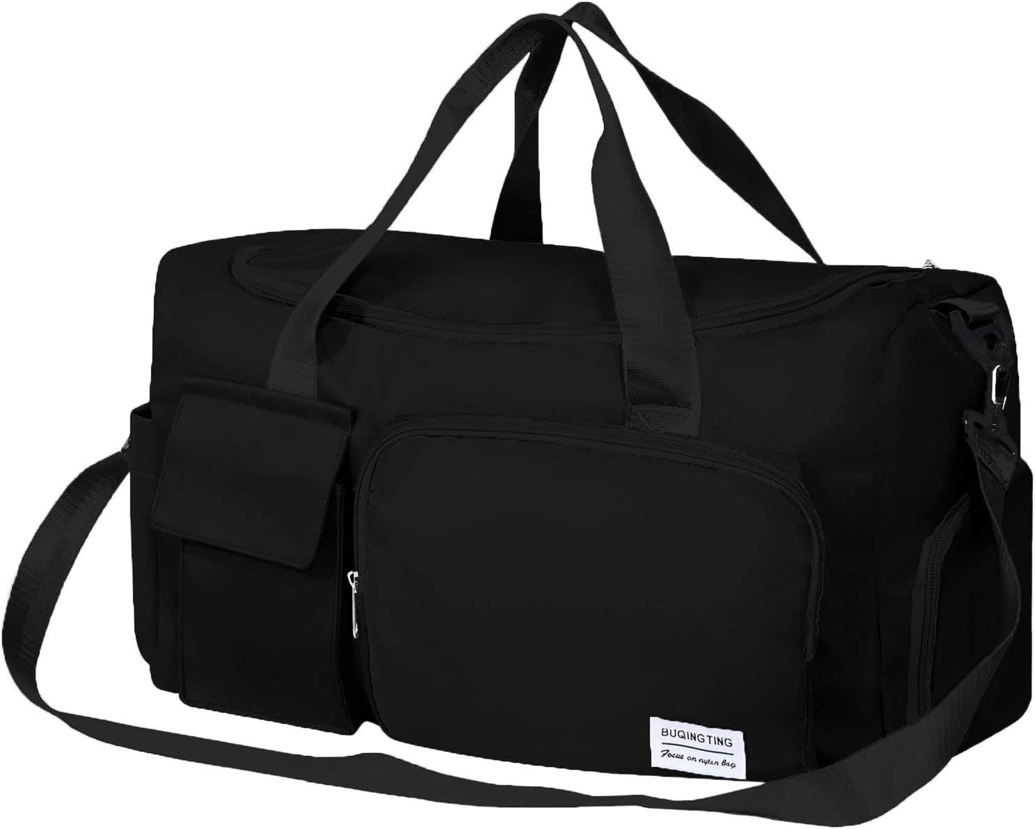 Paewin Black Gym Weekender Bag with Wet Pocket & Shoes Compartment