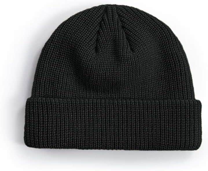 Inzzcfy Black Knit Cuffed Beanie Hat for Men and Women