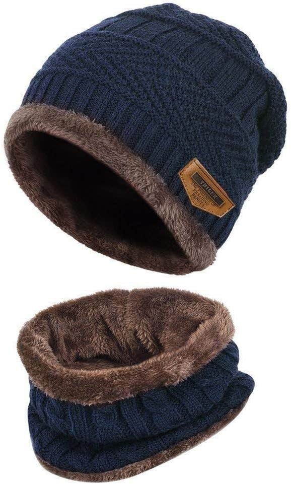 byou Winter Beanie & Scarf Set with Fleece Liner | Unisex Knit Hat for Outdoor Sports