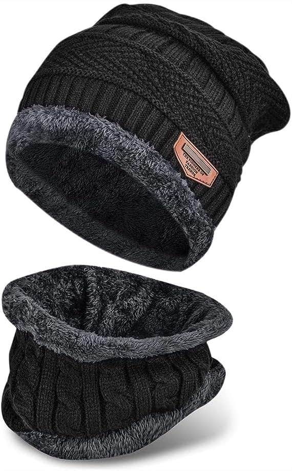 X Spring Winter Hat and Scarf Set - Knit Fleece Lined Beanie & Neck Warmer - Unisex Cold Weather Accessories