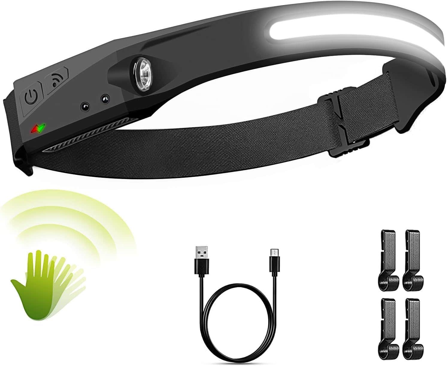 Led Headlamp - Rechargeable Headlight with High Lumens, Waterproof, 5 Modes for Adults - Outdoor Flashlights for Camping, Cycling, Hiking