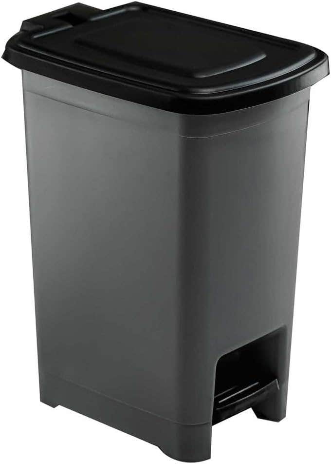 Aksa Slim Trash Bin 25 Liter Dark Grey With Black Lid