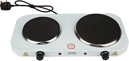 Double Electric Hot Plate, 2 Burners, 1500W, White