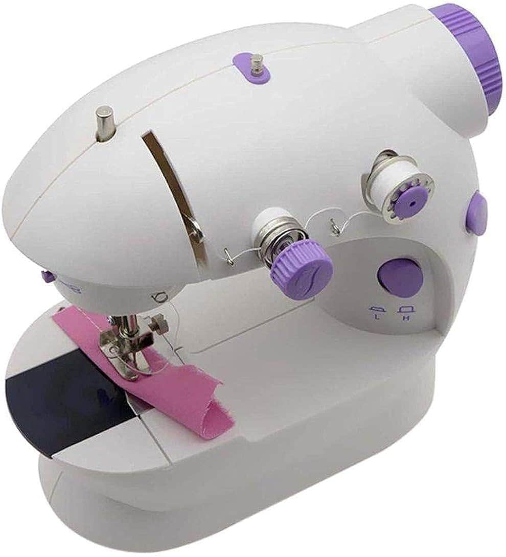 Compact sewing machine with light and foot pedal for ease of use