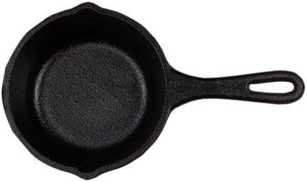 Cast Iron Skillet, Black, Pre-Seasoned Frying Pan with Handle, 20cm