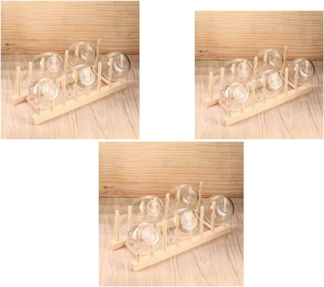 Wooden Plate Rack, Natural Wood, Kitchen Dish Holder, Drying Stand for Plates (3)