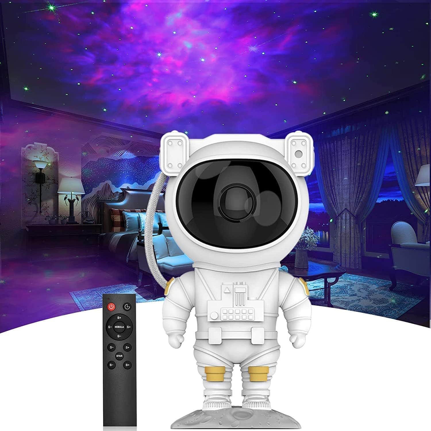 Astronaut Space Buddy Star Projector - Galaxy Projector Night Light with Remote, 360°Adjustable and Timer, Kids Galaxy Starry Nebula Projection Lamp for Bedroom, Game Room, Gifts for Everyone