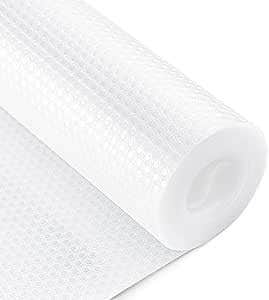 Non-Slip Shelf Liner Roll, White, Waterproof Cabinet Drawer Mat, Textured Surface 5m (1)