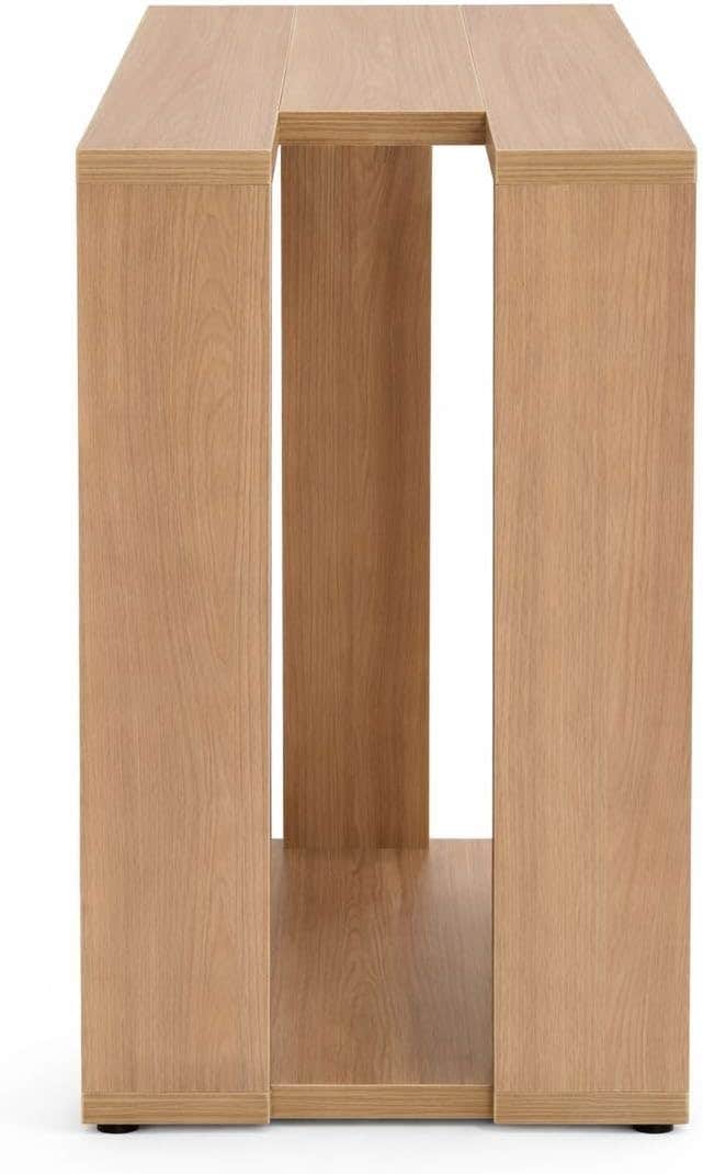 Modern Wooden Console Table, Natural Oak Finish, Minimalist Design, Geometric Side Table