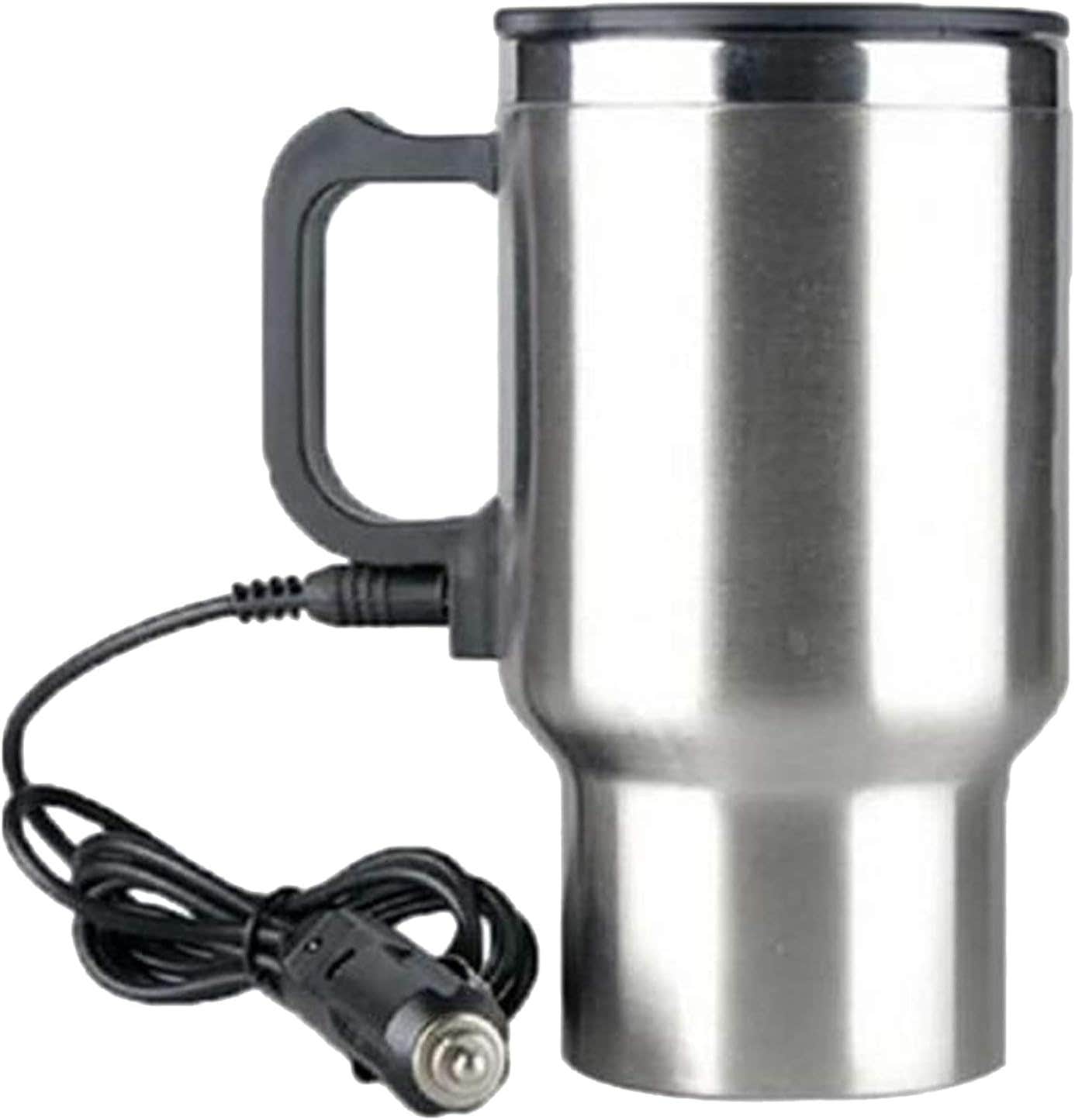 Stainless Steel Car Heated Travel Mug, 500ml (Silver)