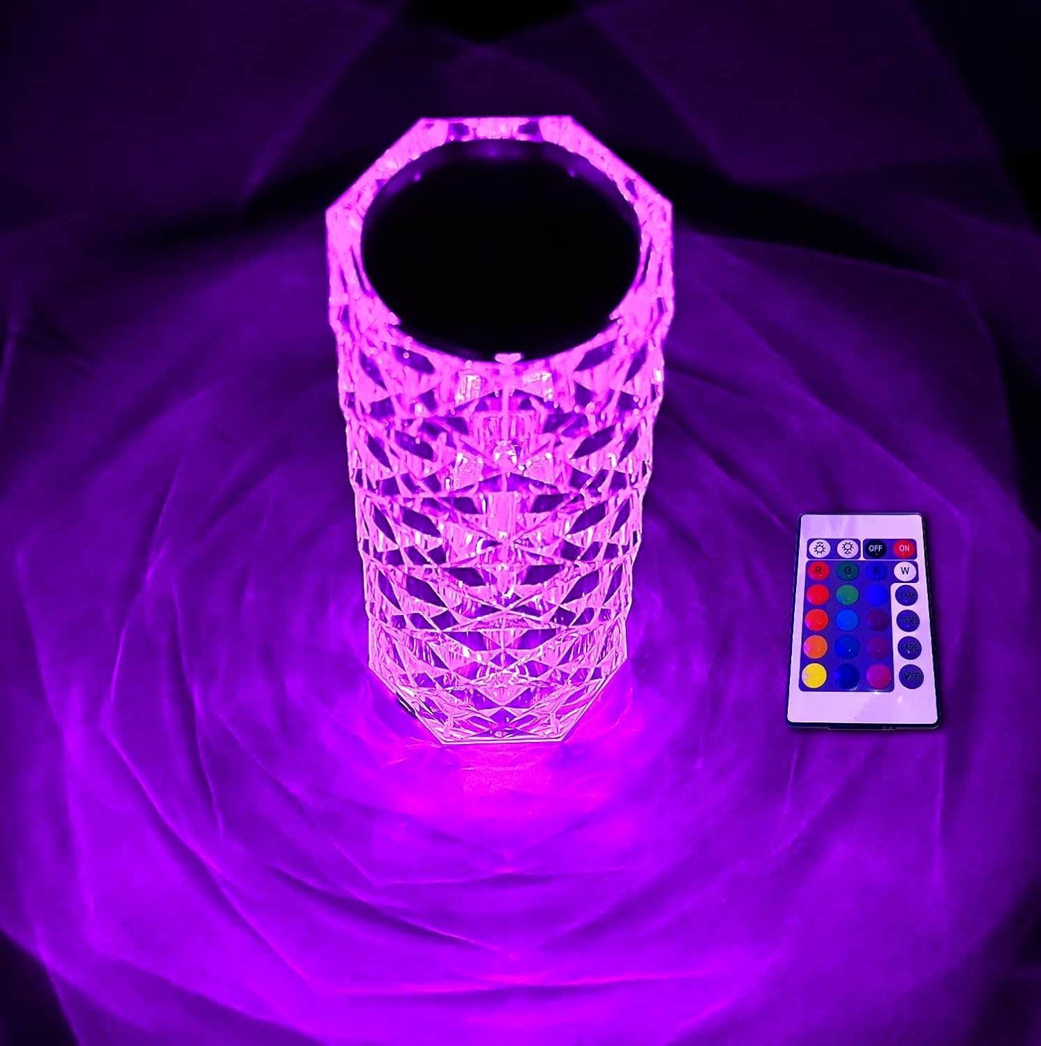 Crystal Touch Table Lamp With Remote Control, USB Rechargeable, 16 Color Changing LED Light for Bedroom, Living Room, Party and Dinner Decoration