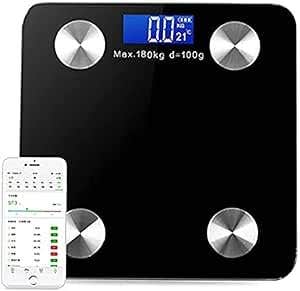 Digital Personal Scale, Smart Body Weight Scale with Bluetooth and App, USB Rechargeable Body Composition Monitor (Black) 150k