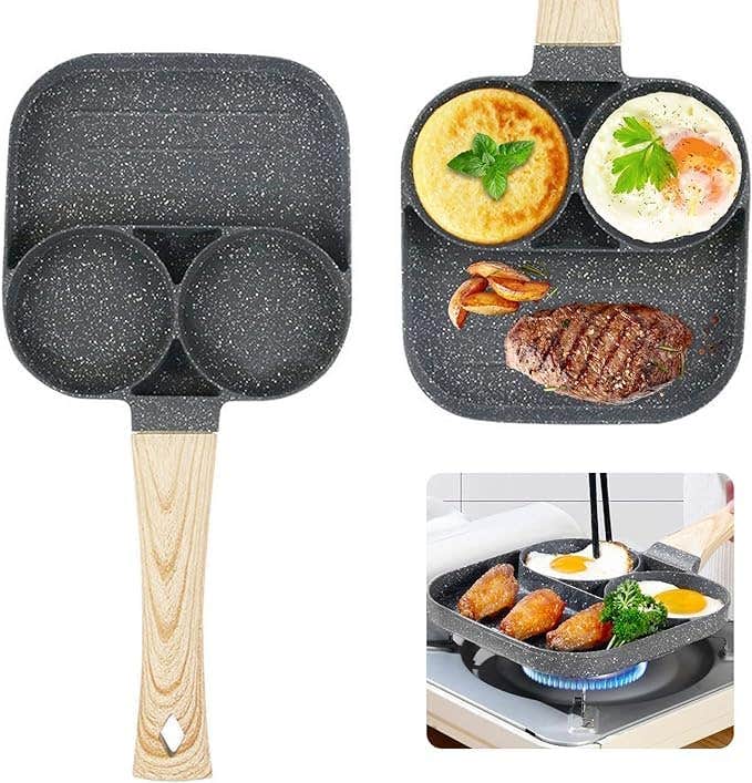 Non-Stick Kitchenware Set, 3 Piece Egg Skillet Pancake Cooking Pan with Lid, Black