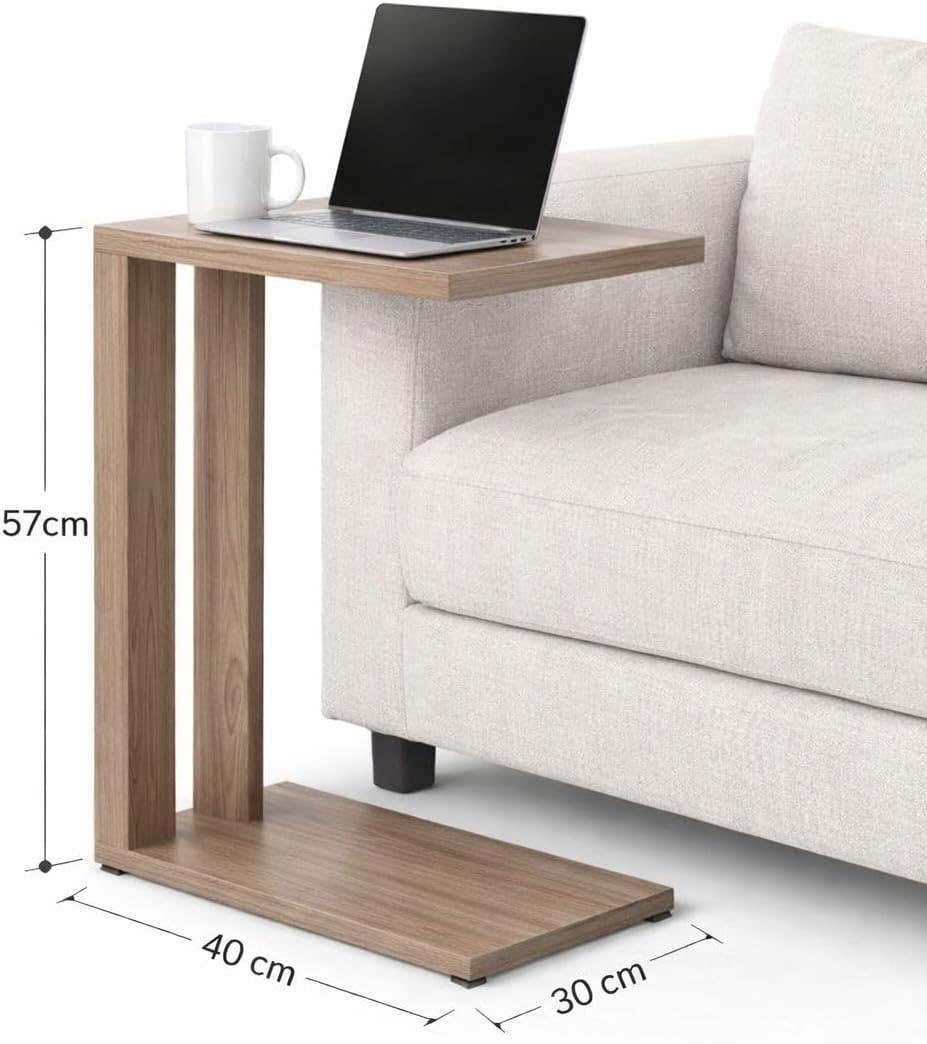 Side Table, Wood Finish, Laptop Stand, 57cm Height x 40cm Width x 30cm Depth
