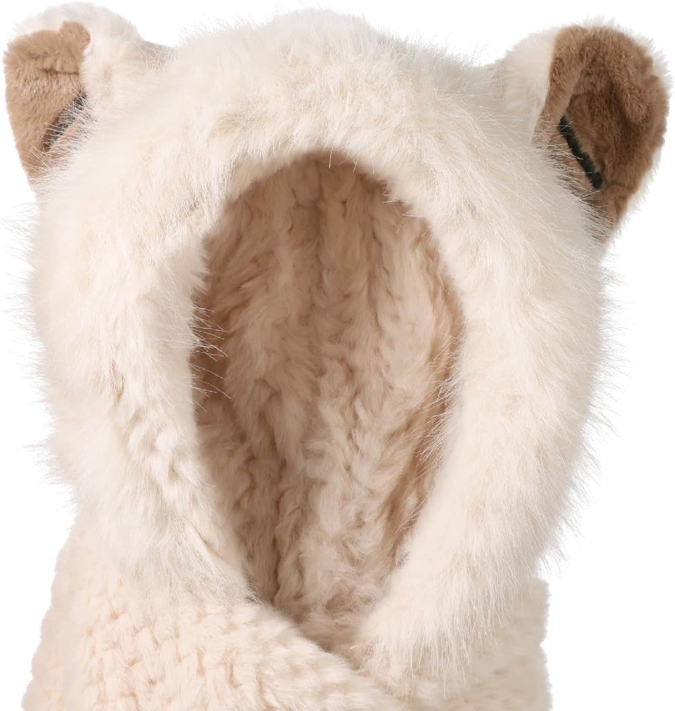 Ibluelover 3-in-1 Faux Fox Fur Animal Hood Hat with Gloves Pocket