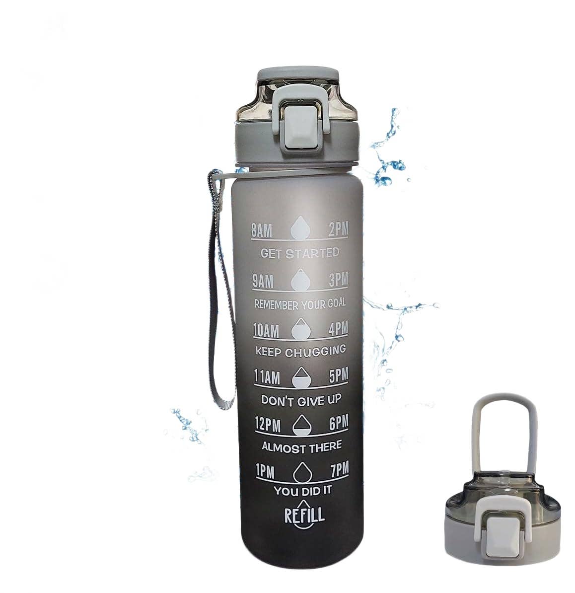 Plastic sports water bottle, 900 ml - Black