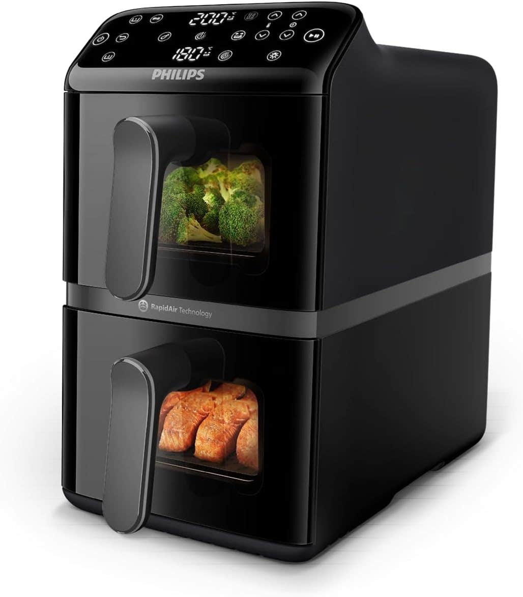 Philips Series 4000 Double Basket Air Fryer, 10L Capacity, RapidAir Technology