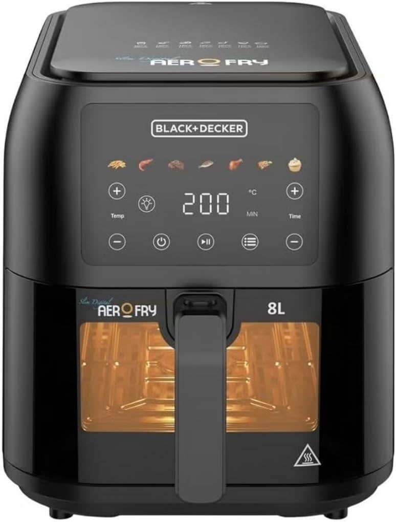BLACK+DECKER 8L Air Fryer - 1700W Power, Digital Touch Control, 7 Preset Functions