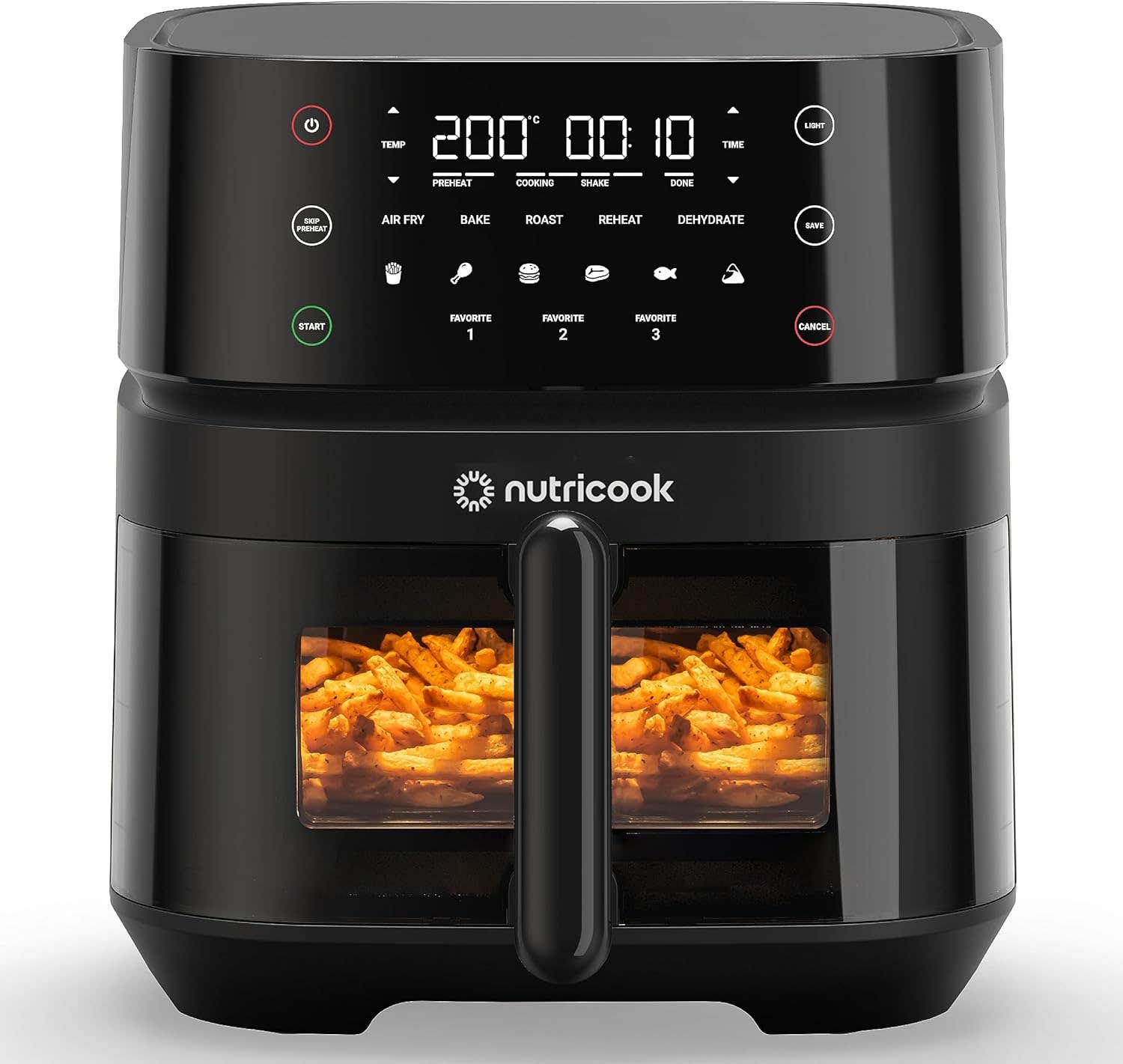 Nutricook 5.7L Air Fryer with Clear Window - 1700W, Black Aluminum