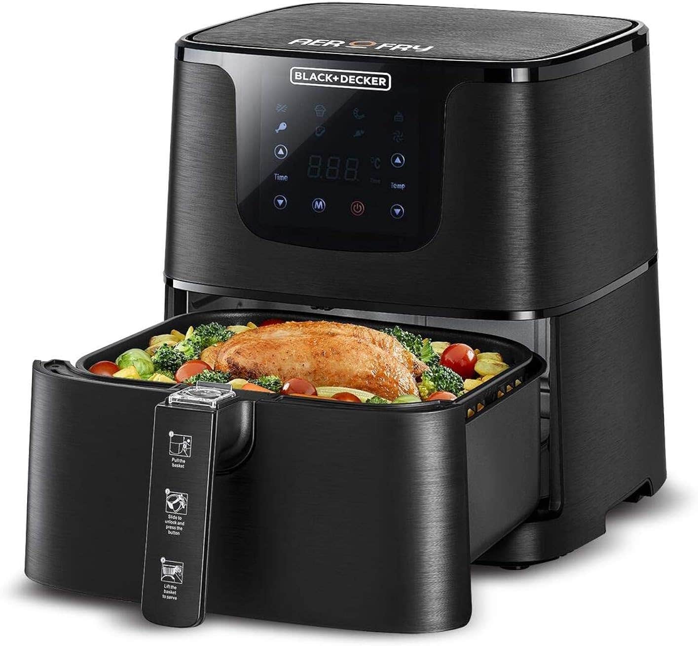 BLACK+DECKER AF700 Digital Air Fryer, 4.3L Capacity, 1700W - Black, Temperature Control