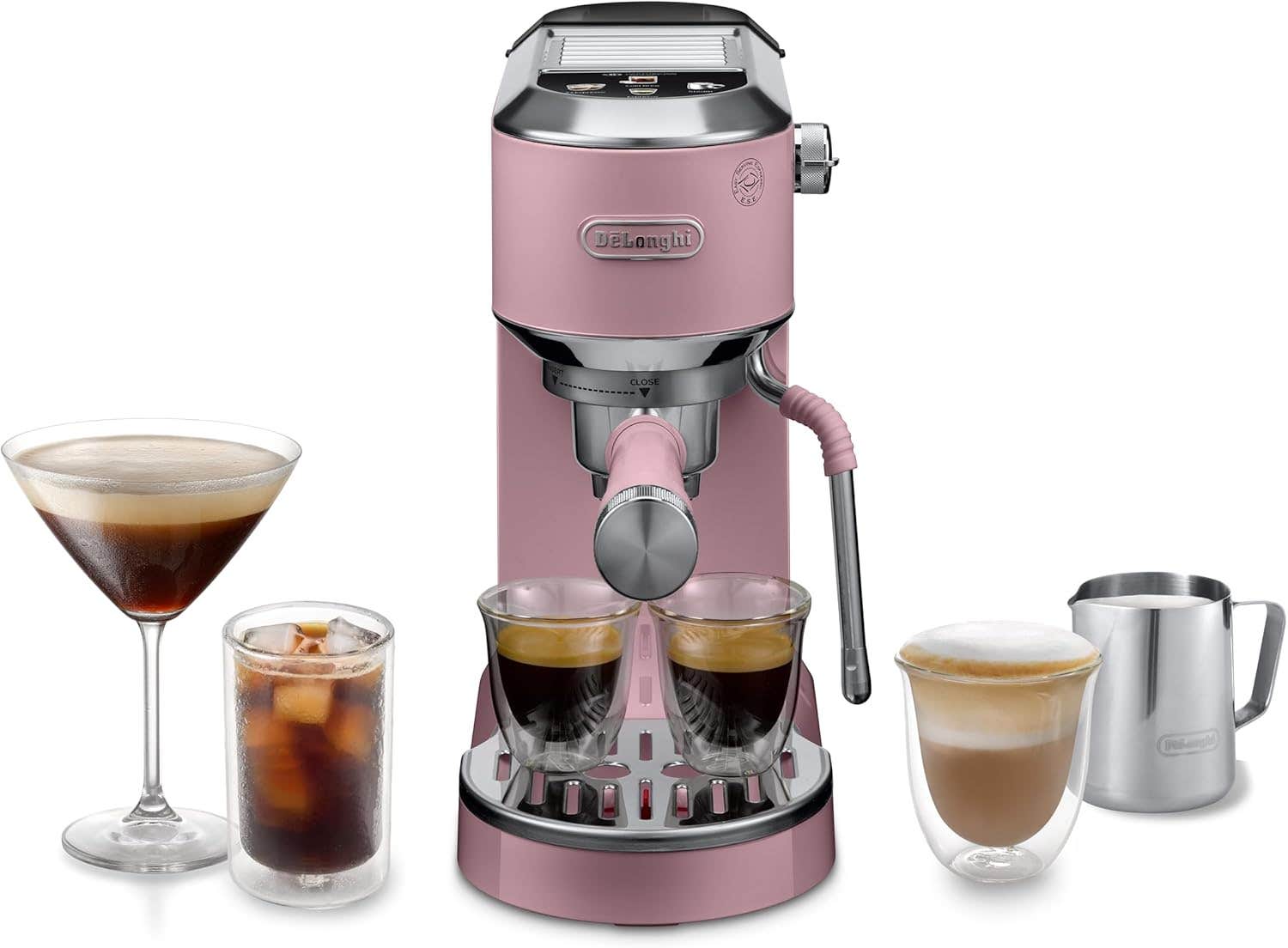 De'Longhi Dedica Duo EC890.PK Manual Espresso Machine with Milk Frother - Pink
