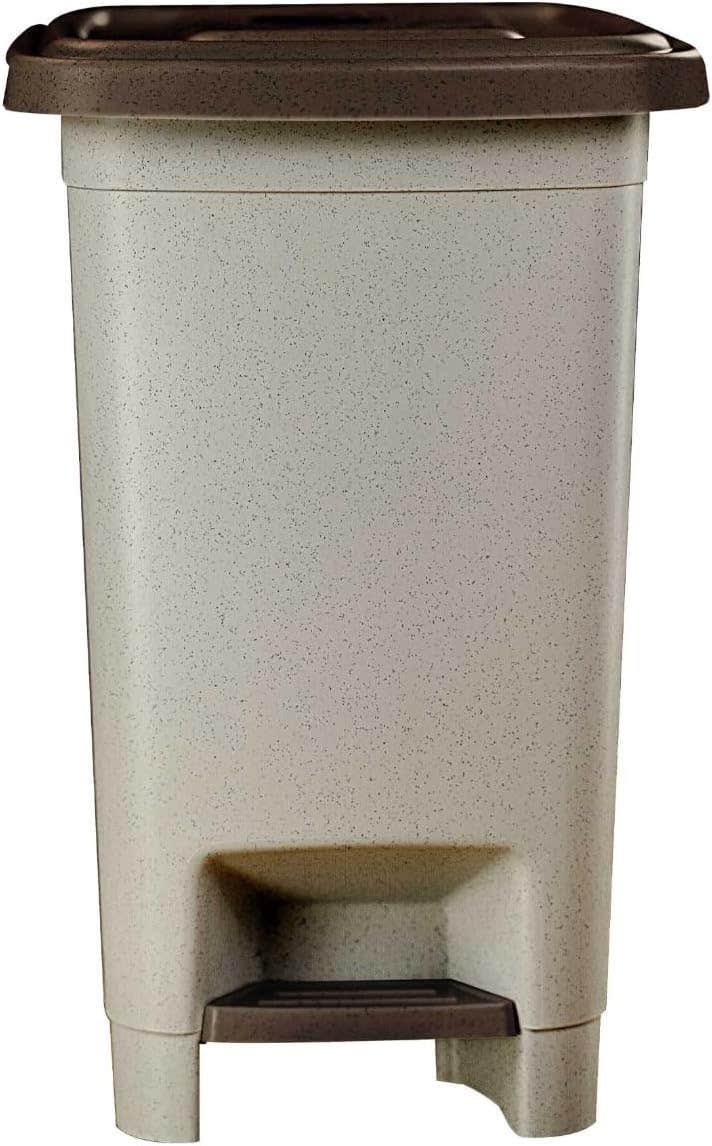 Aksa Slim Trash Bin 25 Liter Beige With Brown Lid