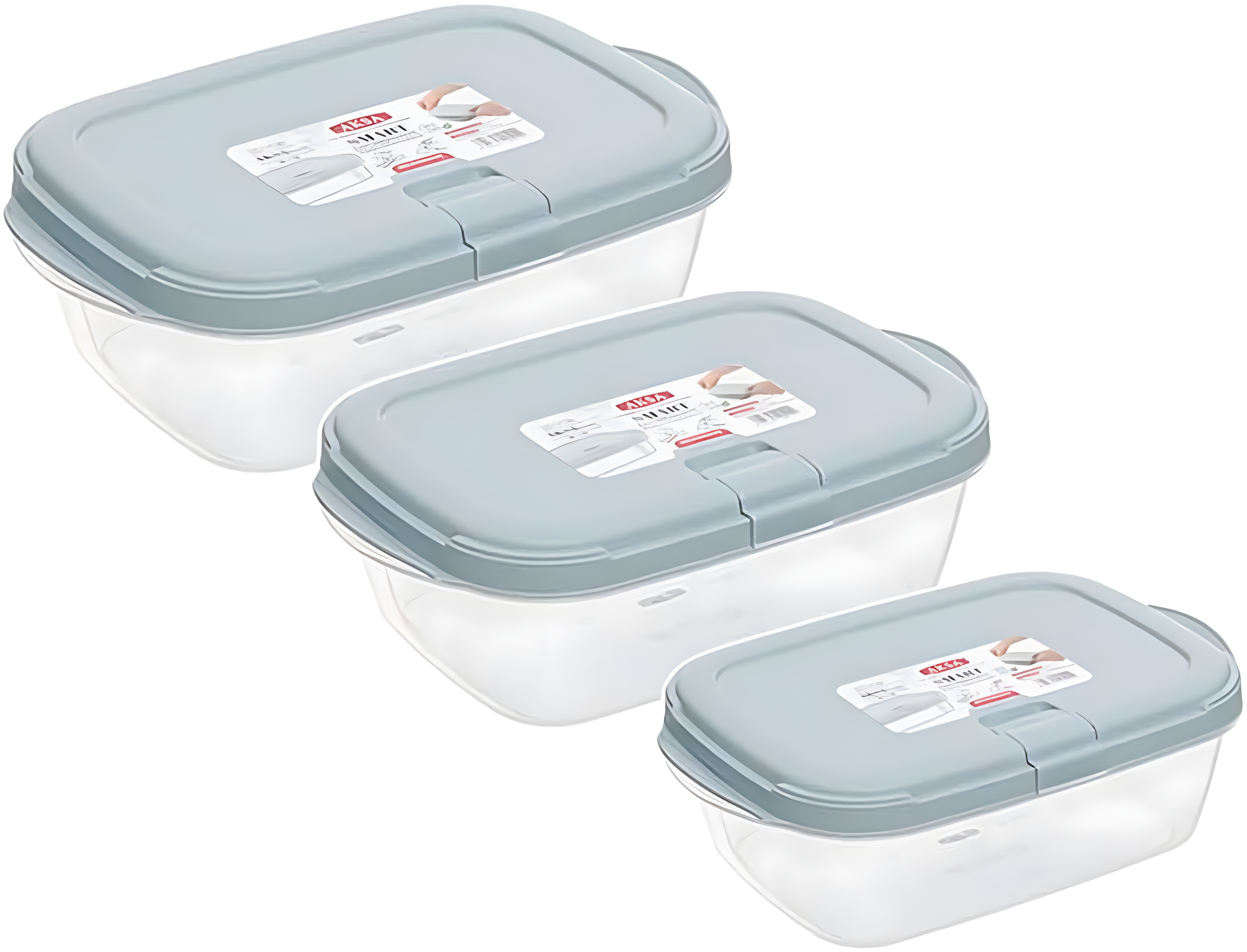 Plastic Food Storage Containers Set - Microwave & Refrigerator Safe - Set of 3