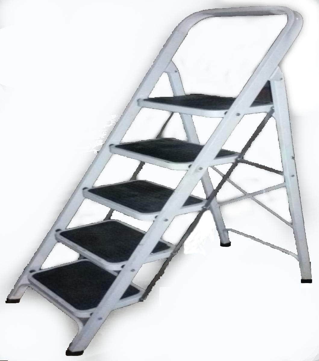 Hill Metal Metal Ladder, 5 Steps - White Black