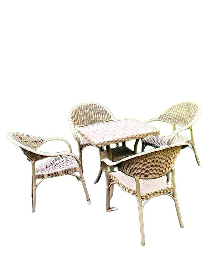 H-Home Queen 4-Chair Dining Set, Beige Garden Table - Modern Style