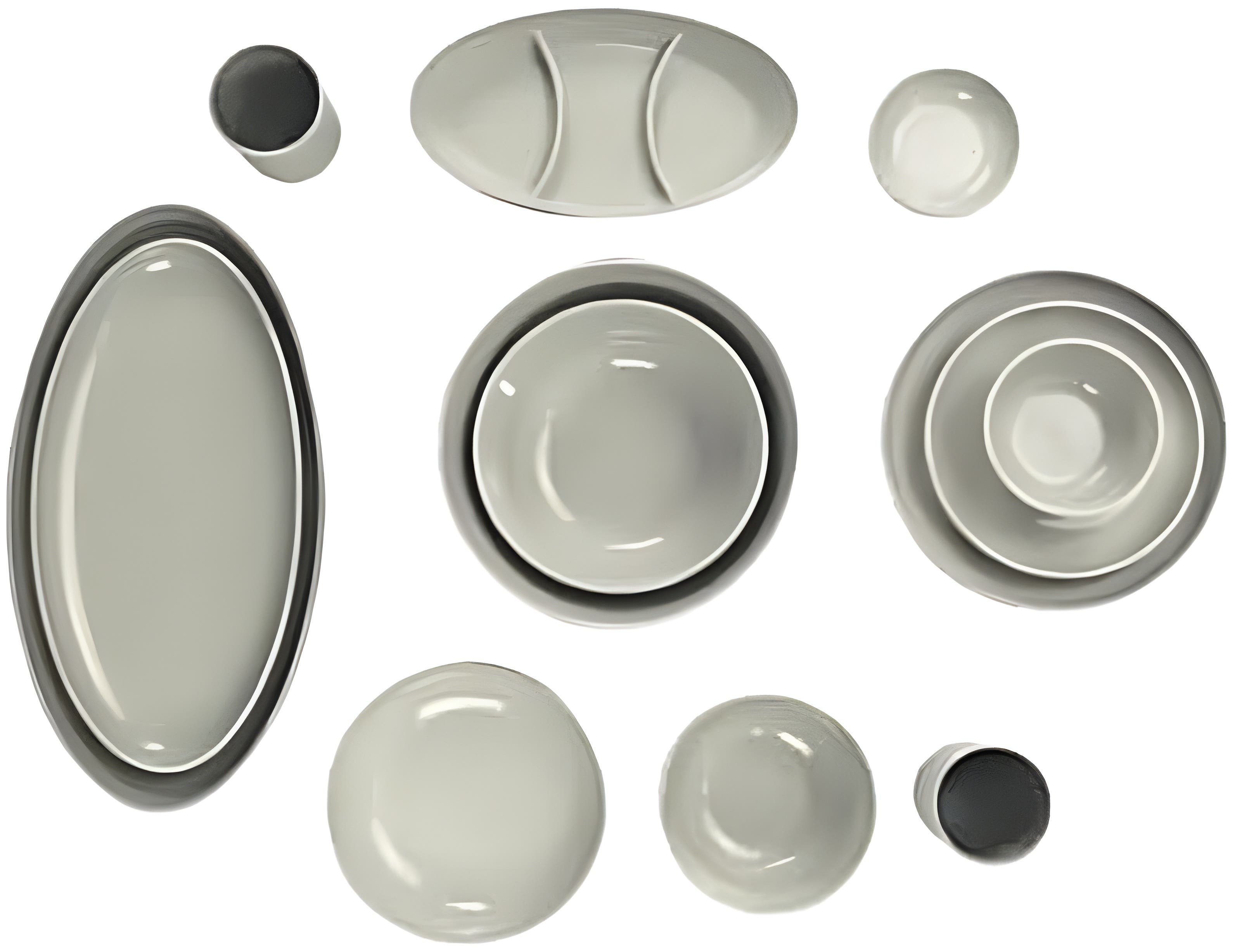 El Watania Flow Dinner Set 47pcs | Gray Quatrefoil Plastic | Dishwasher & Microwave Safe