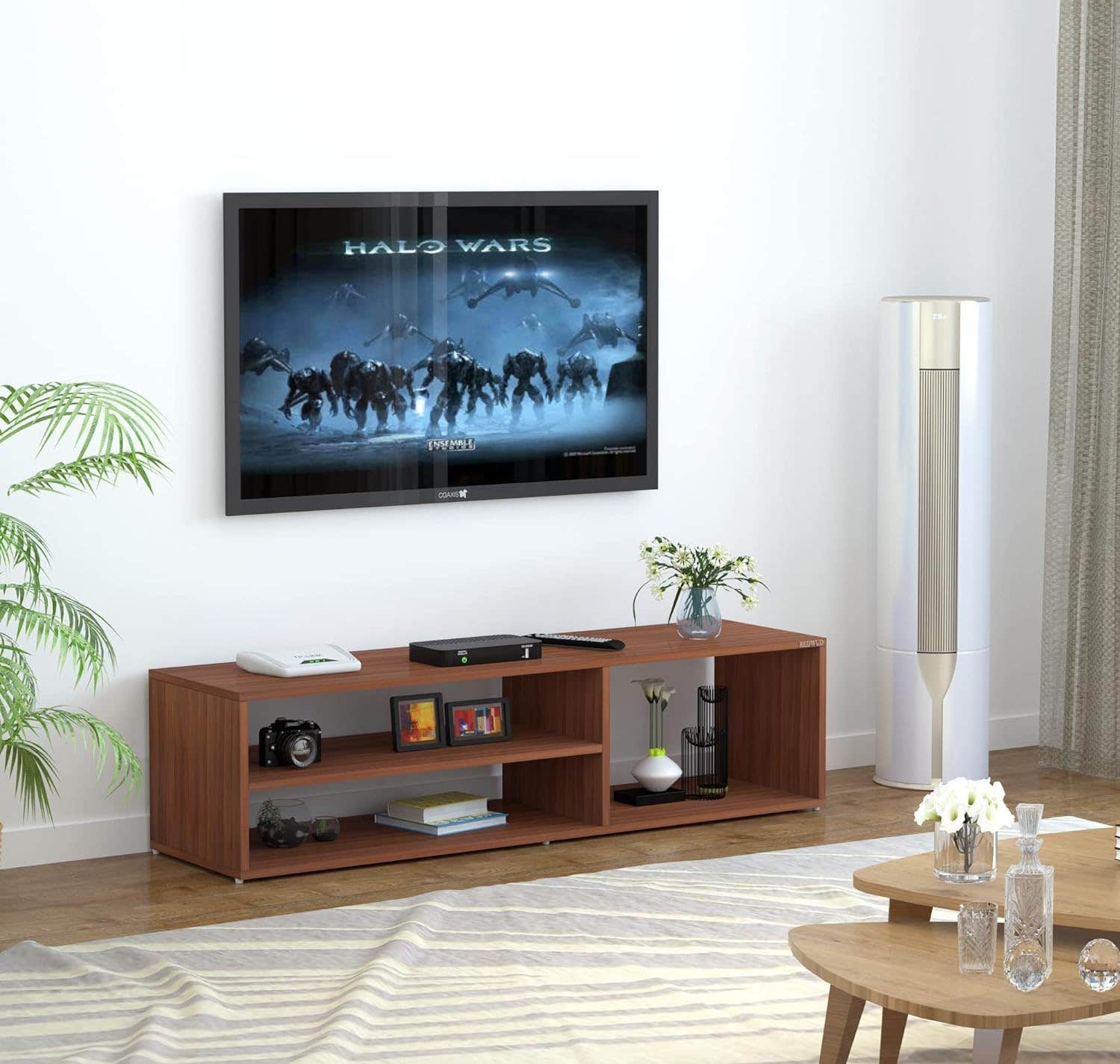 Redwud Skyler Engineered Wood TV Entertainment Unit/TV Stand/Display Storage Cabinet Rack (Walnut) - Ideal for Upto 52" TVs