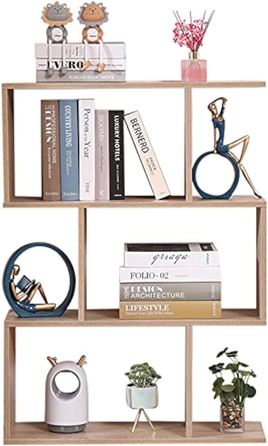Modern Contemporary Double Sided Wooden Bookcase for Home Day Separator 70 x 23.5 x 96 cm